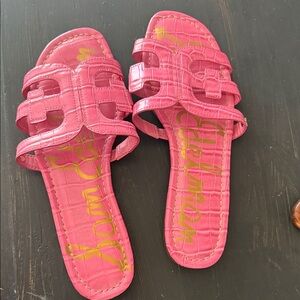 Sam Edelman Pink Croc-Embossed Slide Sandals